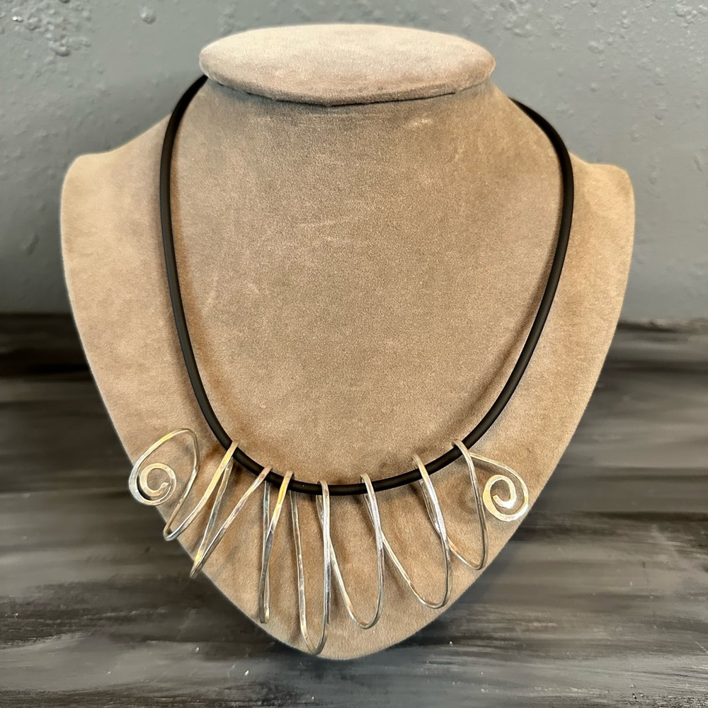 Moonbeams artisan made sterling silver filled wrap statement necklace 15 inches